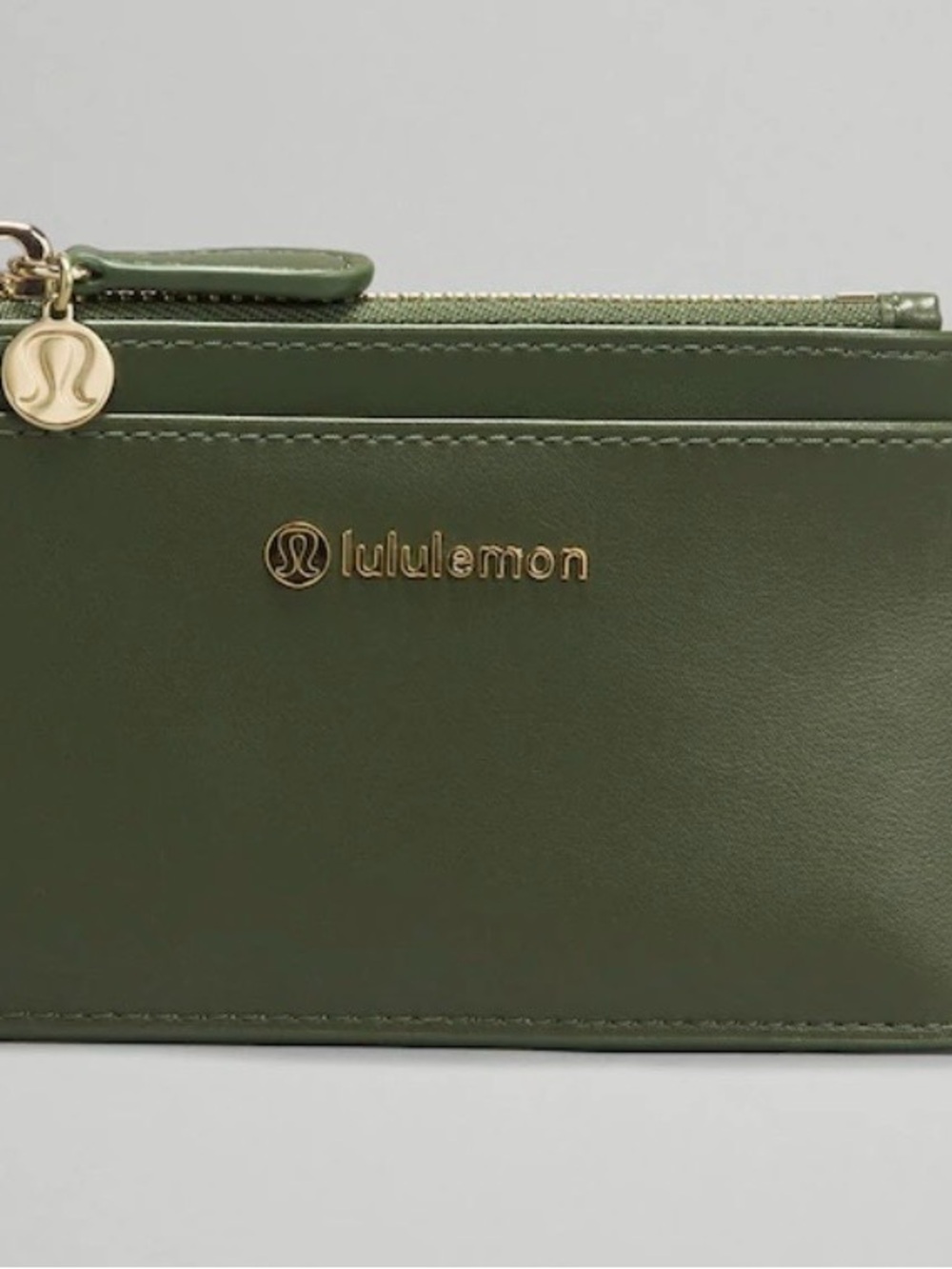 lululemon athletica Olive Zip Card Wallet with Gold Hardware